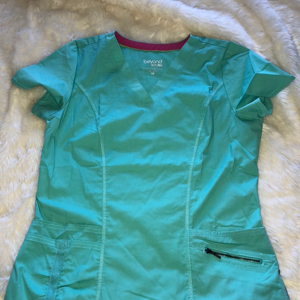 Mint green scrub top